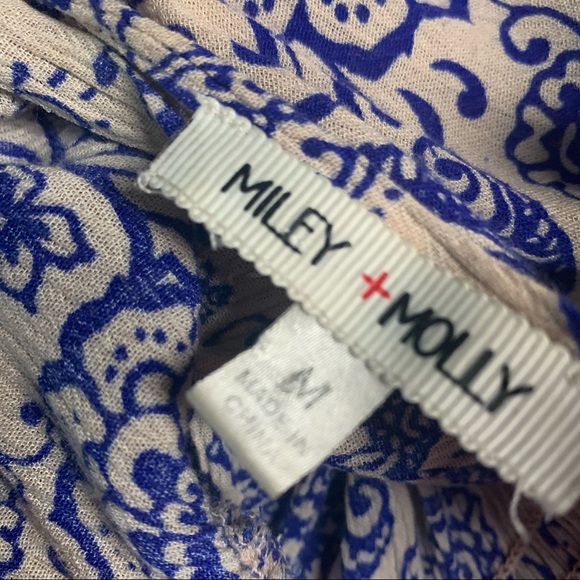 Miley Molly Long Maxi Blue Beige Floral Dress - Picture 2 of 10